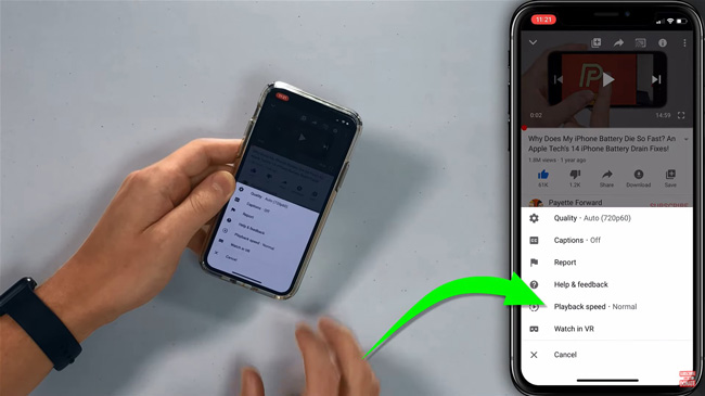 how to slow down youtube video on iphone, ipad, tablet, android, and tv step 2