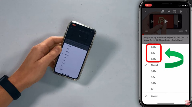 how to slow down youtube video on iphone, ipad, tablet, android, and tv step 3