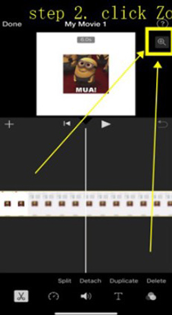 zoom a video in imovie