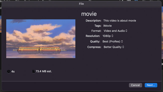 export video from imovie to local files