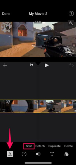 how to trim an mp4 video in imovie on iphone