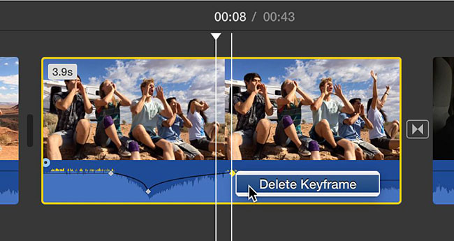 imovie keyframe in audio