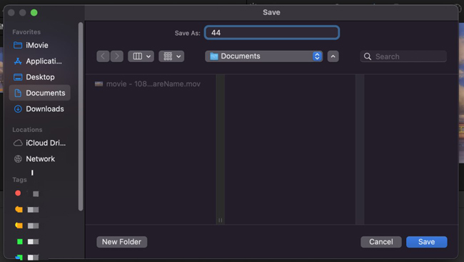 set save path in imoive on mac