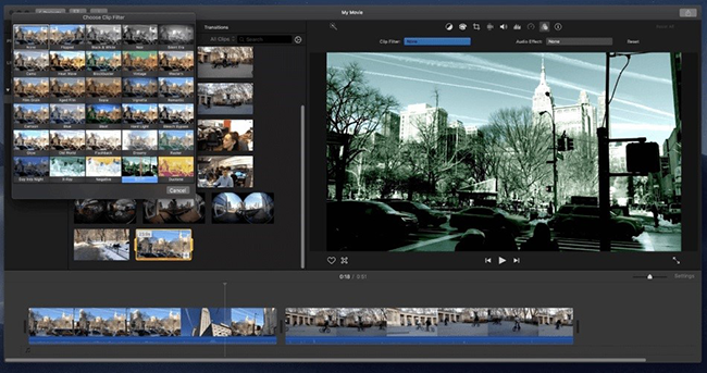 imovie facebook video editor interface