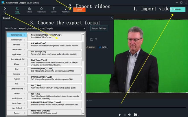 gilisoft video editor import and export