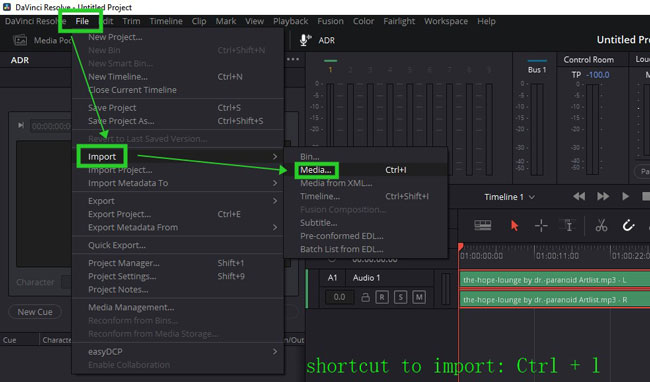 import files in davinci resolve