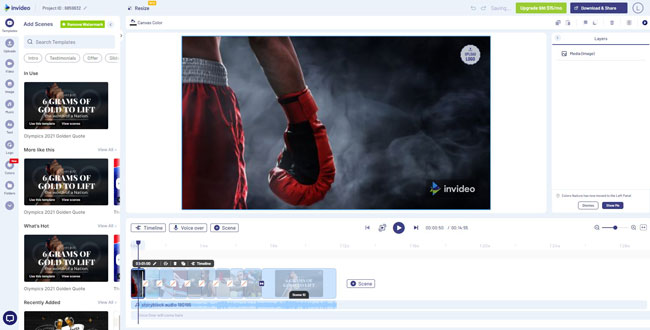 invideo video editor interface