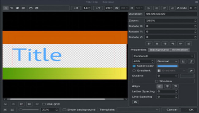 kdenlive video editor titler