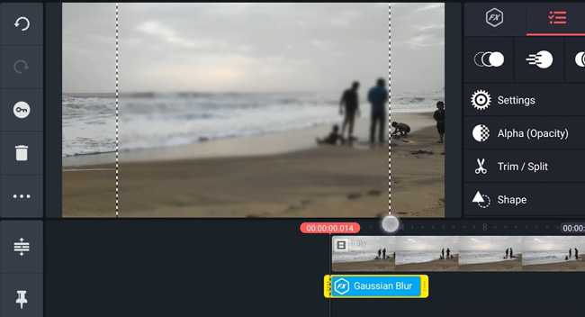 go to blur background in video with kinemaster
