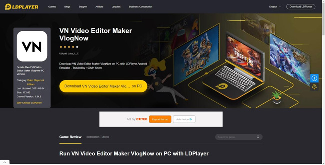 ladplayer emulator interface to download vn video editor