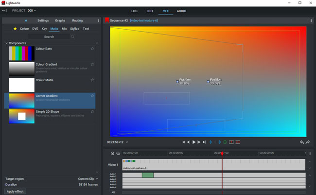 lightworks color grading software interface