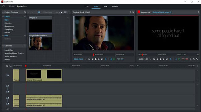 lightworks video editor interface