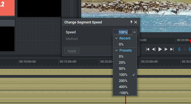 change audio speed with lightworks