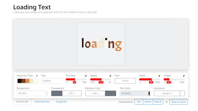 animated text generator loading.io