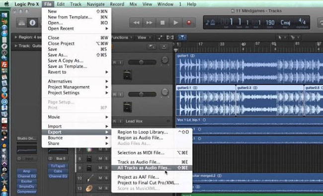 export an audio file from logic pro