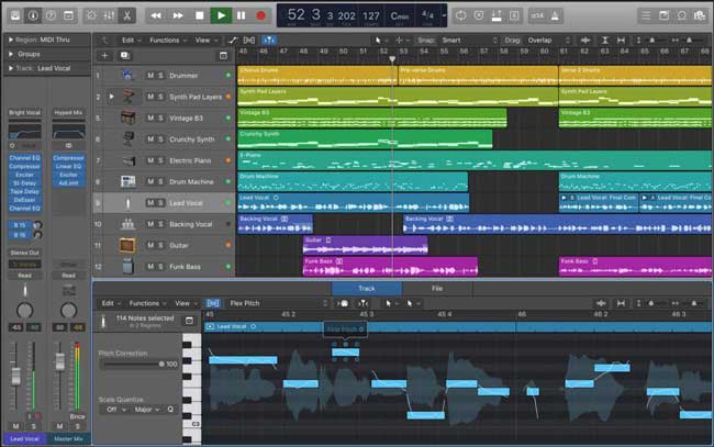 logic pro x audio mixing software interface