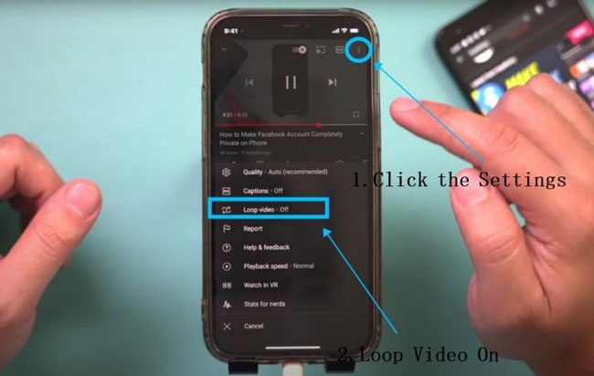 how to loop a youtube video on iphone and android free