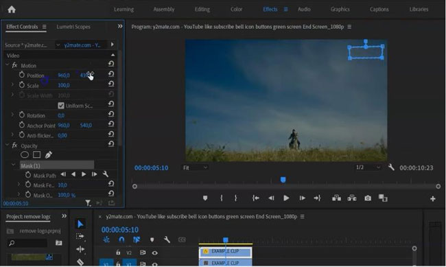 remove logo from video in premiere pro using mask tool