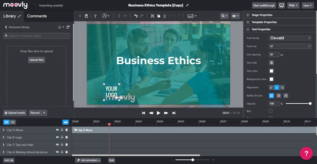 moovly video editor interface