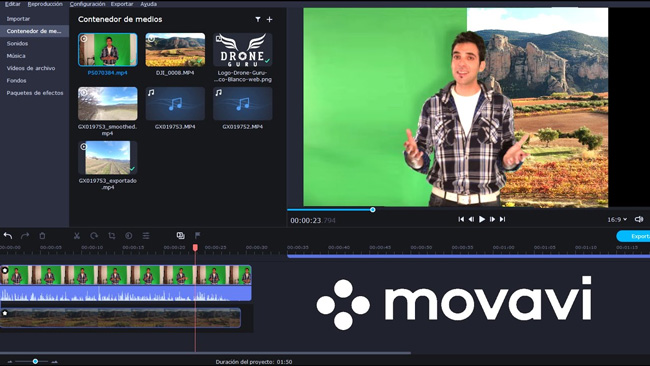 chroma key movavi video editor interface