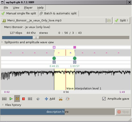 mp3split mp3 cutter interface