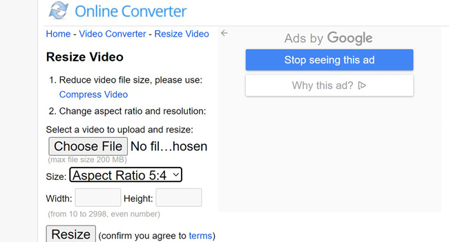 onlineconverter change video size