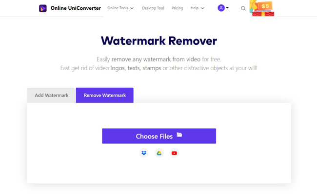 online uniconverter watermark remover interface