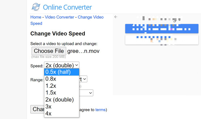 change video speed with onlineconverter
