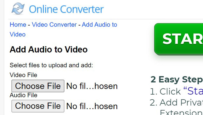 add audio to video online by online converter