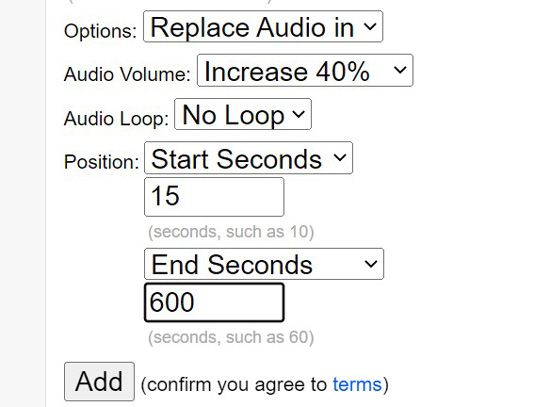 replace audio in video by online converter