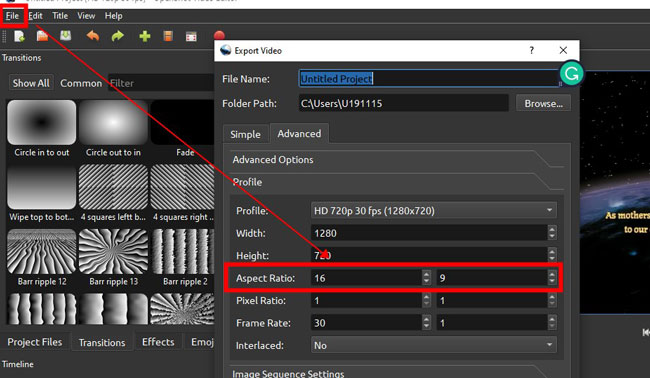 change video size with openshot