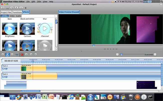 openshot free green screen software interface