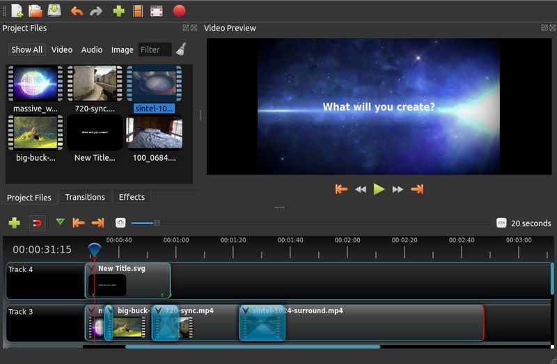 openshot video text editor interface