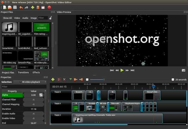 openshot video editor interface