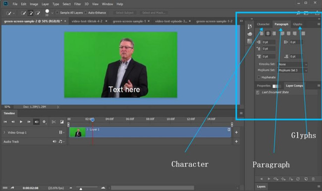 how to add text in photoshop video editor