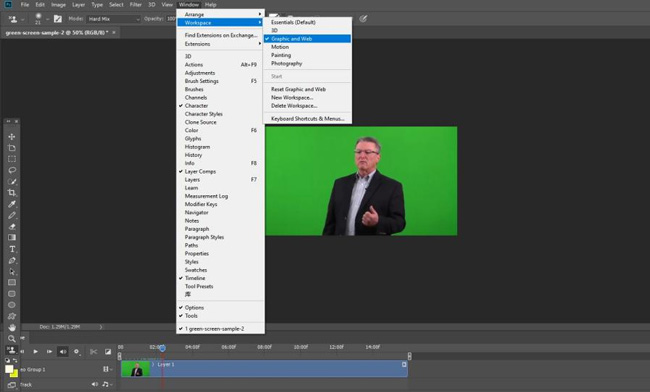 how to switch into editing video frames in photoshop