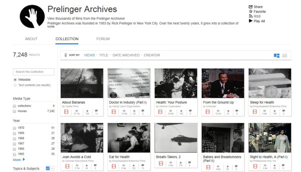 prelinger archive for public domain videos