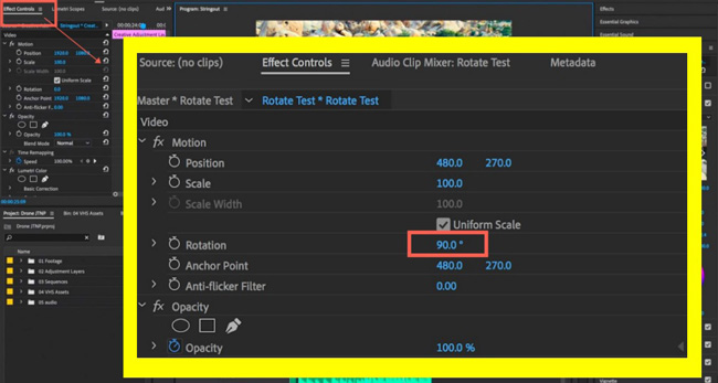 rotate a video in windows with adobe premiere pro