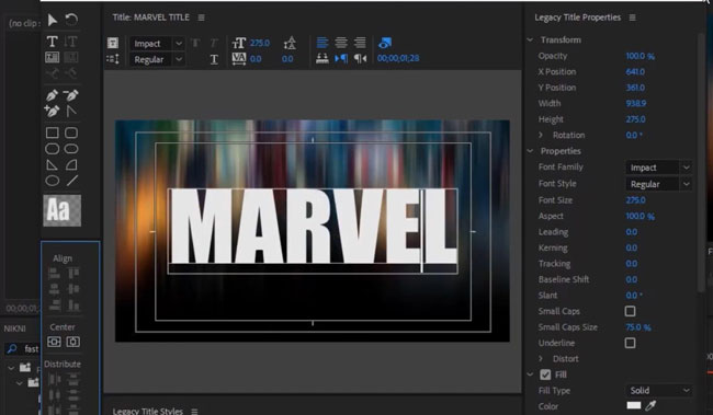 add text to the marvel intro in premiere pro