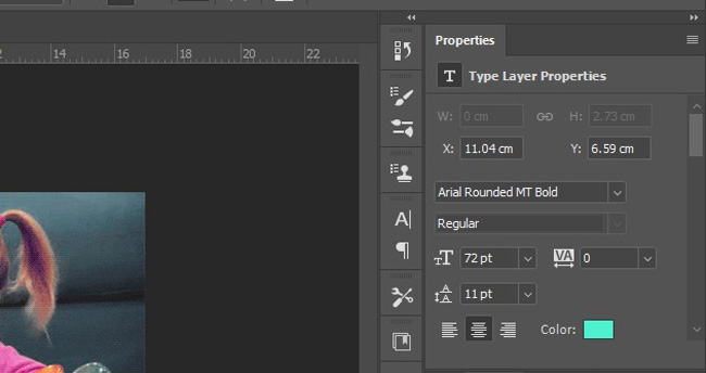 edit text paramters in photoshop