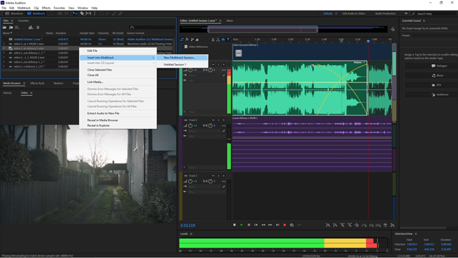 adobe audition replace aduio in video on windows and mac