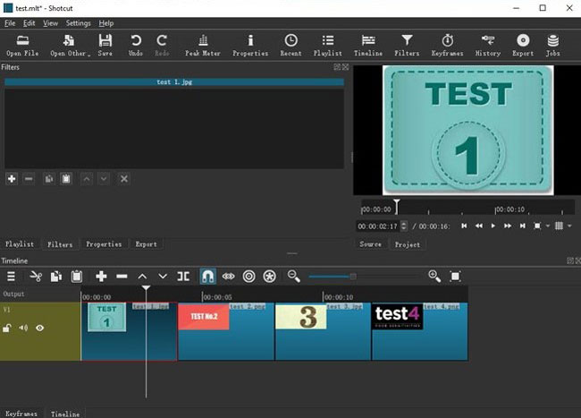 shotcut video lighting editor interface