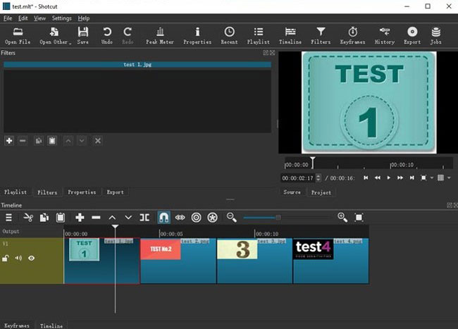 shotcut video editor interface