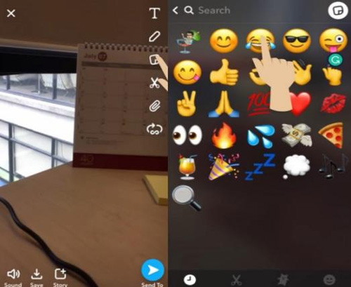 how to add emoji to snapchat video