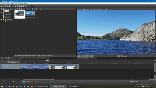 sony vegas pro interface