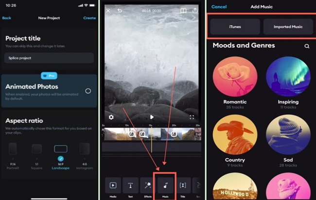import files and add music to video with splice app