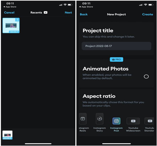 import files to splice and set aspect ratio