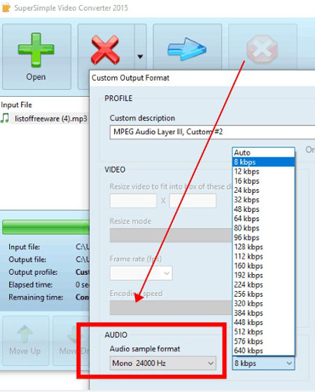 supersimple audio bitrate converter for windows