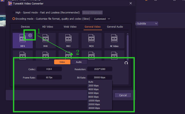 change parameters of file in tuneskit video converter