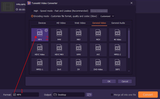 how to convert m4a to mp4 in mac and windows with tuneskit video converter